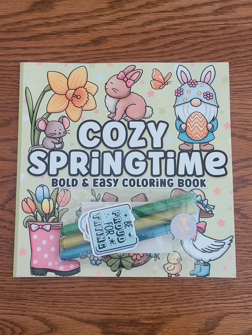 Cozy Springtime Coloring Book W/ Ohuhu Glitter Markers- Bundle